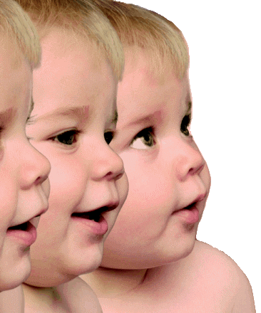 visi di profilo di 3 bambini